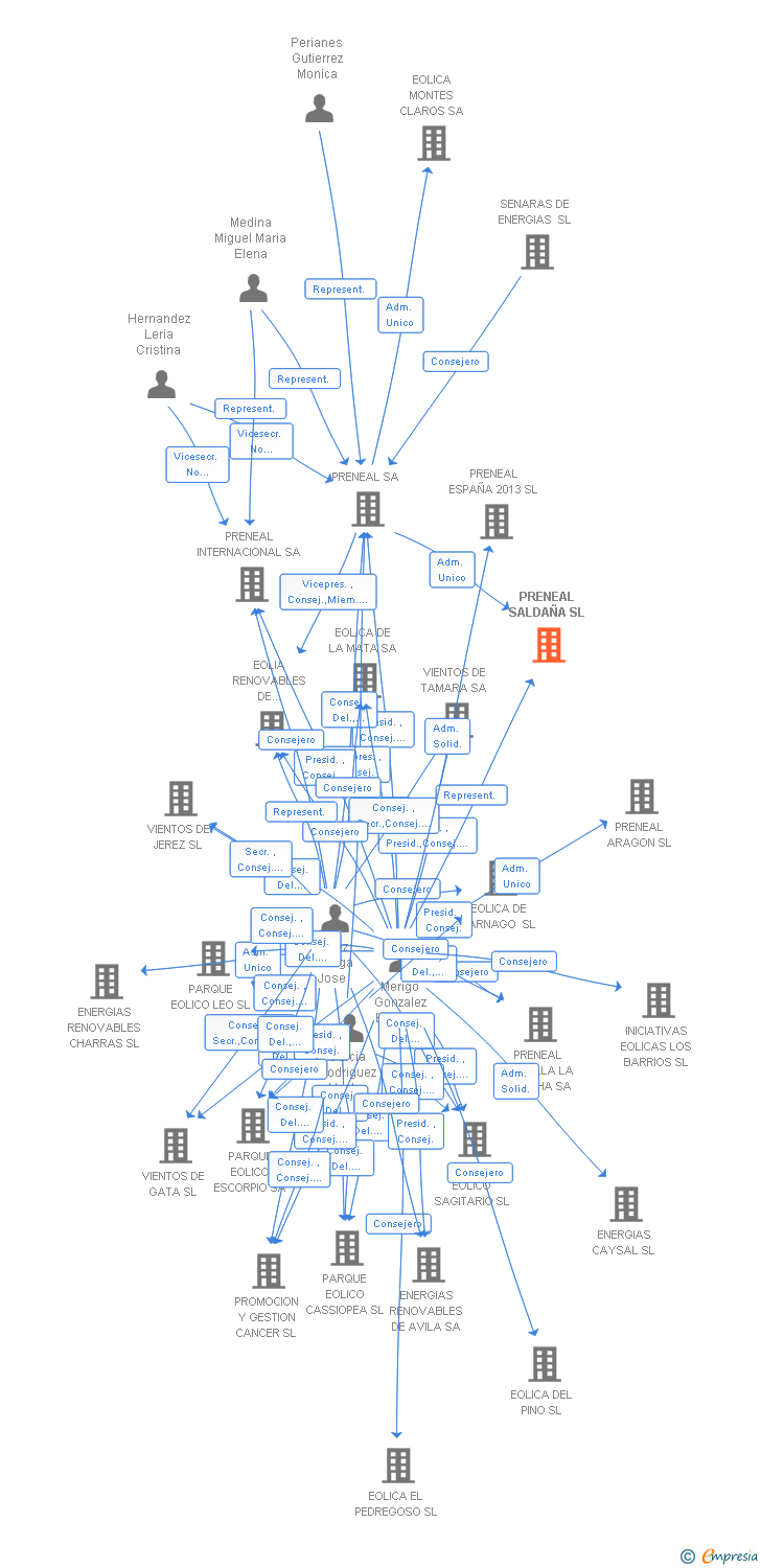 Vinculaciones societarias de PRENEAL SALDAÑA SL