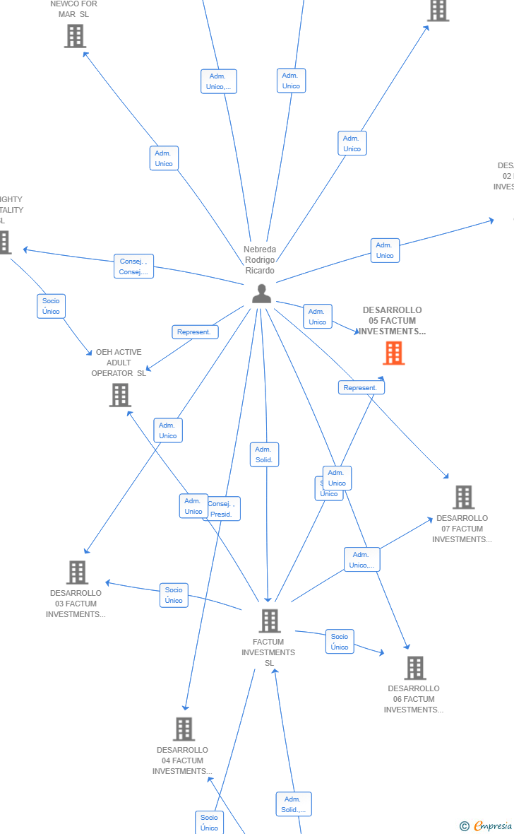Vinculaciones societarias de DESARROLLO 05 FACTUM INVESTMENTS SL