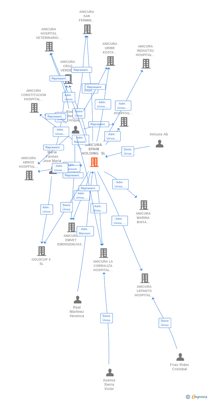 Vinculaciones societarias de ANICURA SPAIN HOLDING SL