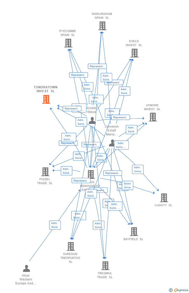Vinculaciones societarias de TUNDRATOWN INVEST SL