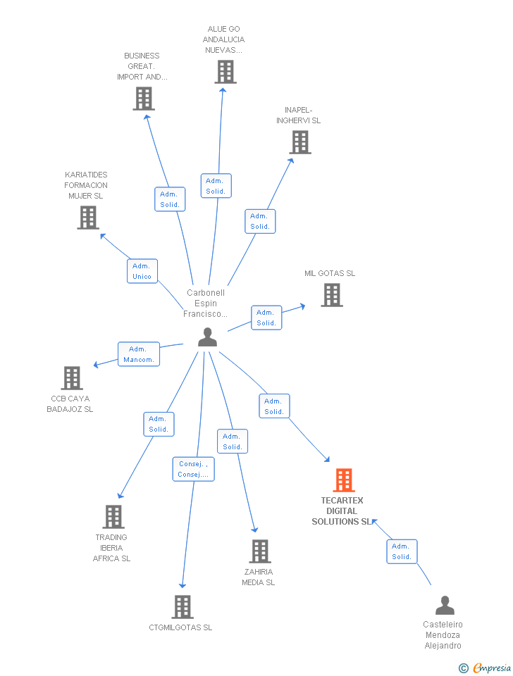 Vinculaciones societarias de TECARTEX DIGITAL SOLUTIONS SL