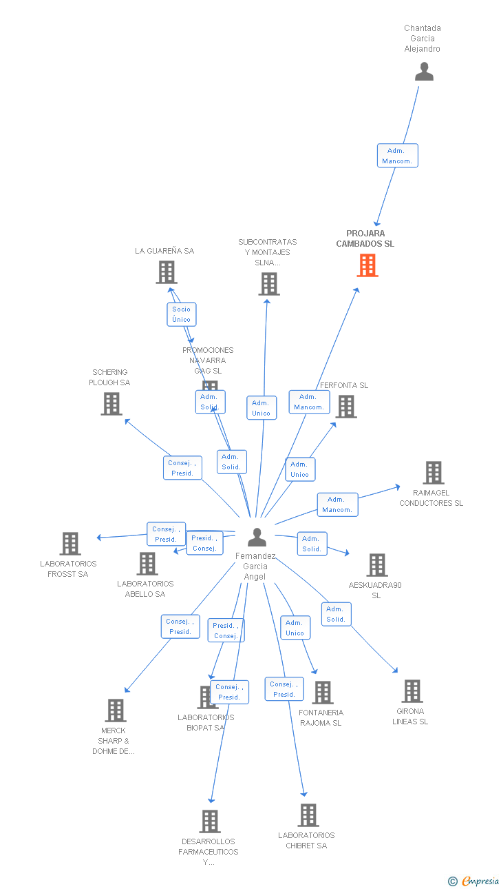 Vinculaciones societarias de PROJARA CAMBADOS SL