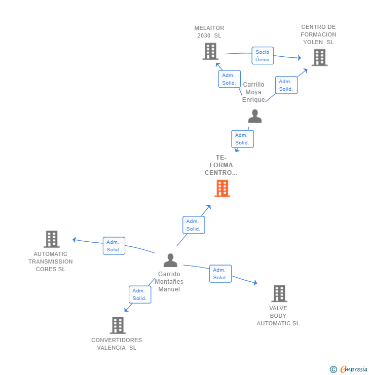 Vinculaciones societarias de TE-FORMA CENTRO DE FORMACION Y ASISTENCIA DE CAMBIOS AUTOMATICOS SL