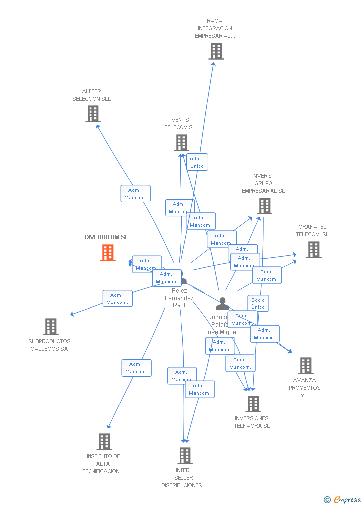 Vinculaciones societarias de DIVERDITUM SL