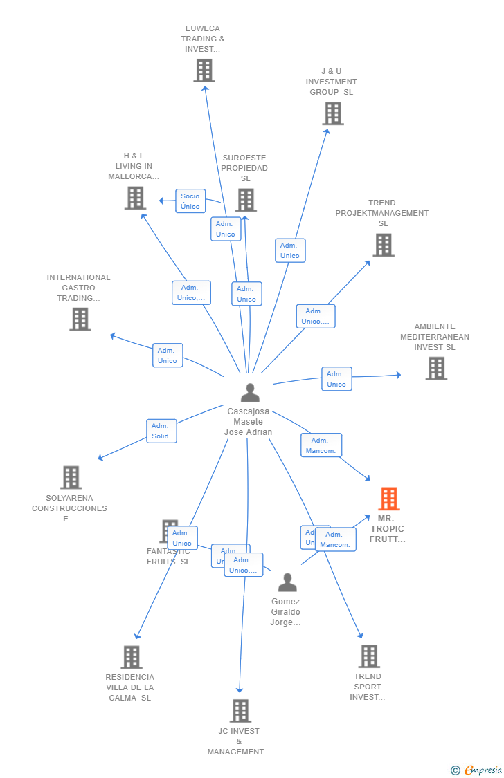 Vinculaciones societarias de MR. TROPIC FRUTT INTERNATIONAL SL