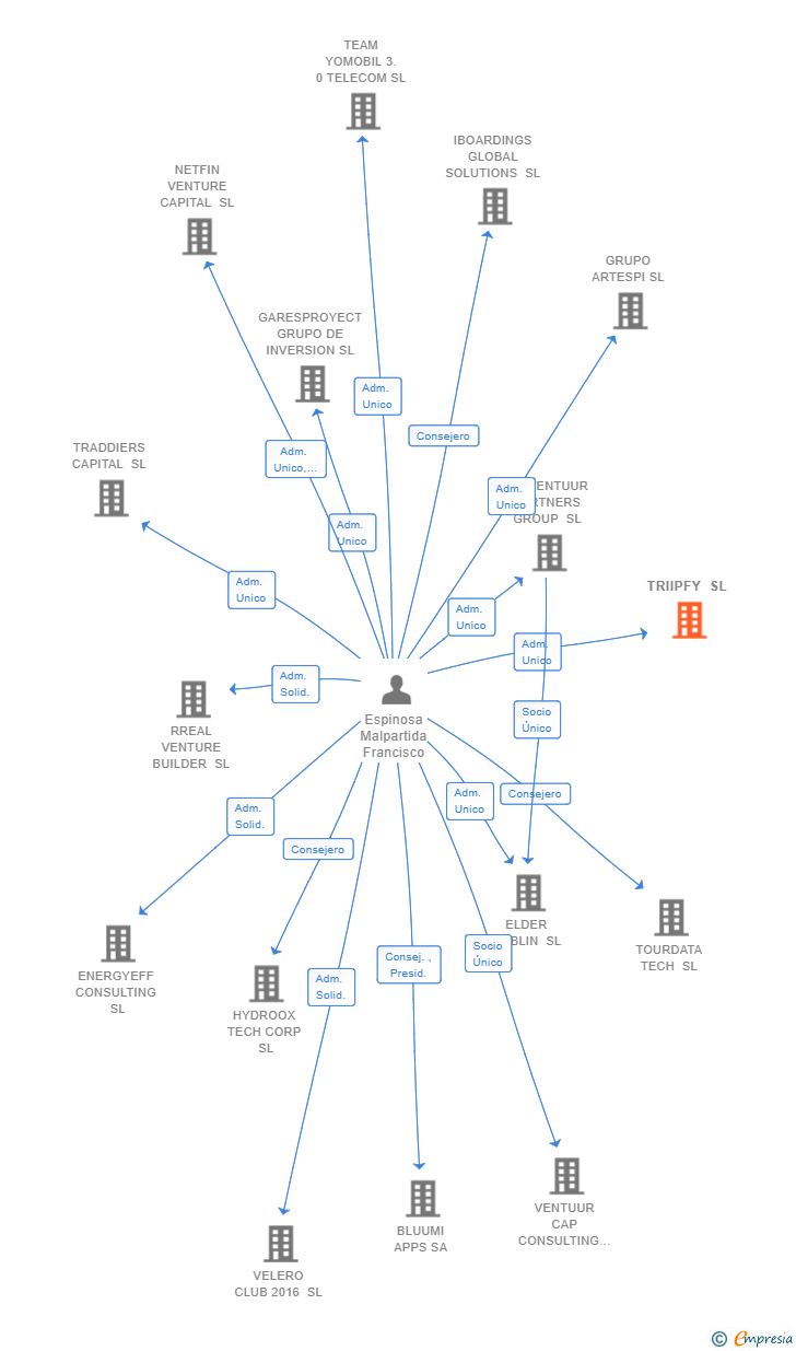 Vinculaciones societarias de TRIIPFY SL