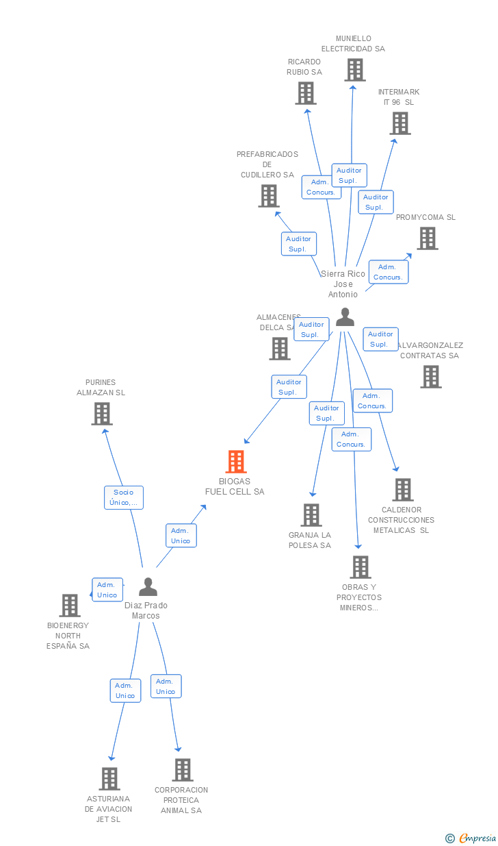 Vinculaciones societarias de BIOGAS FUEL CELL SA