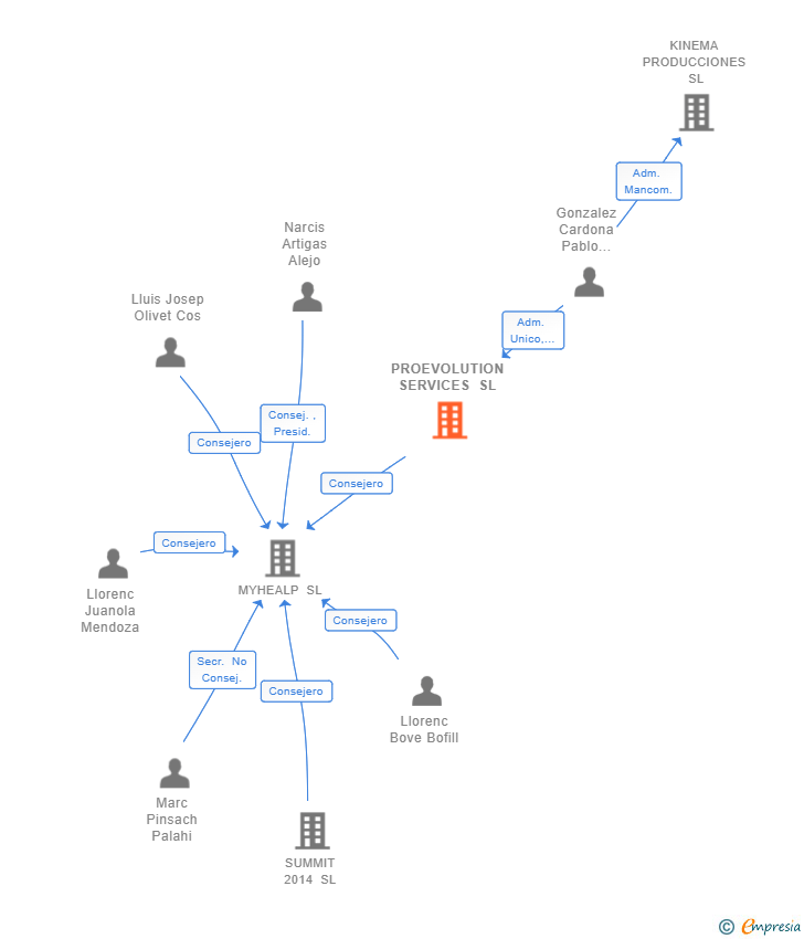 Vinculaciones societarias de PROEVOLUTION SERVICES SL