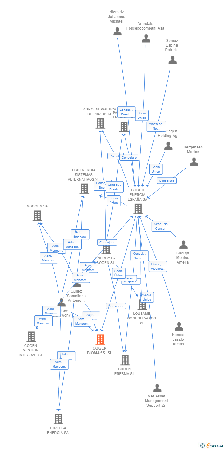 Vinculaciones societarias de COGEN BIOMASS SL