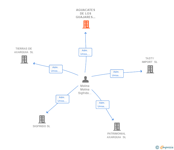 Vinculaciones societarias de AGUACATES DE LOS GUAJARES SL