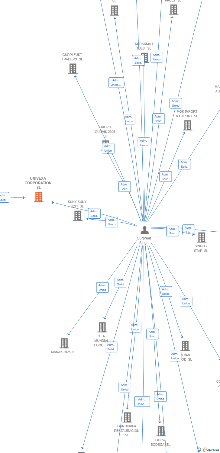 Vinculaciones societarias de UNIVEXA CORPORATION SL