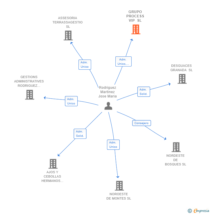 Vinculaciones societarias de GRUPO PROCESS VIP SL