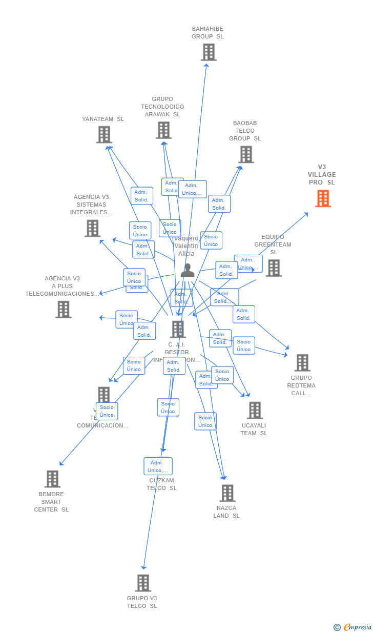 Vinculaciones societarias de V3 VILLAGE PRO SL
