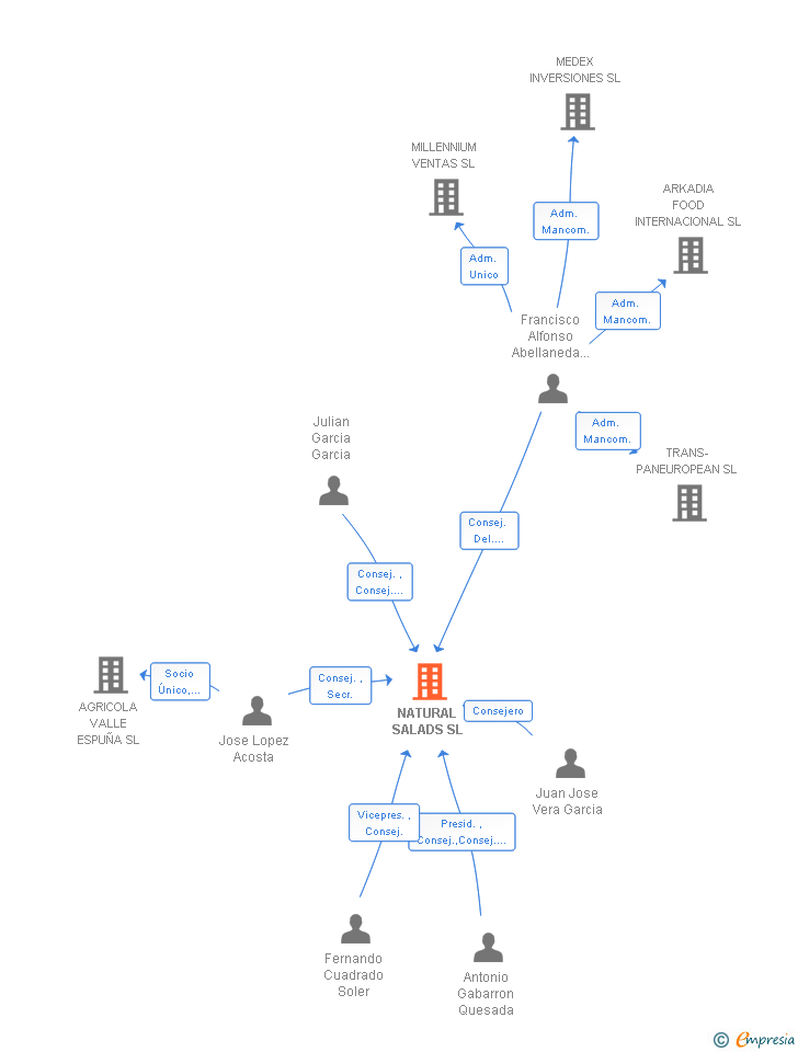 Vinculaciones societarias de NATURAL SALADS SL