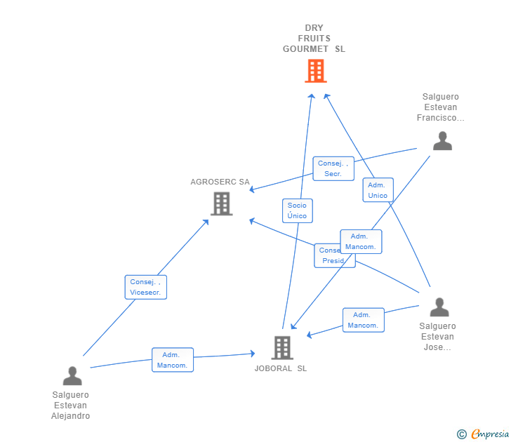 Vinculaciones societarias de DRY FRUITS GOURMET SL