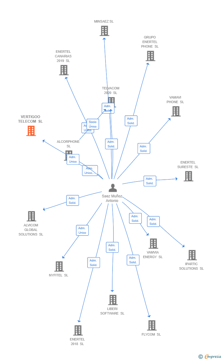 Vinculaciones societarias de VERTIGOO TELECOM SL