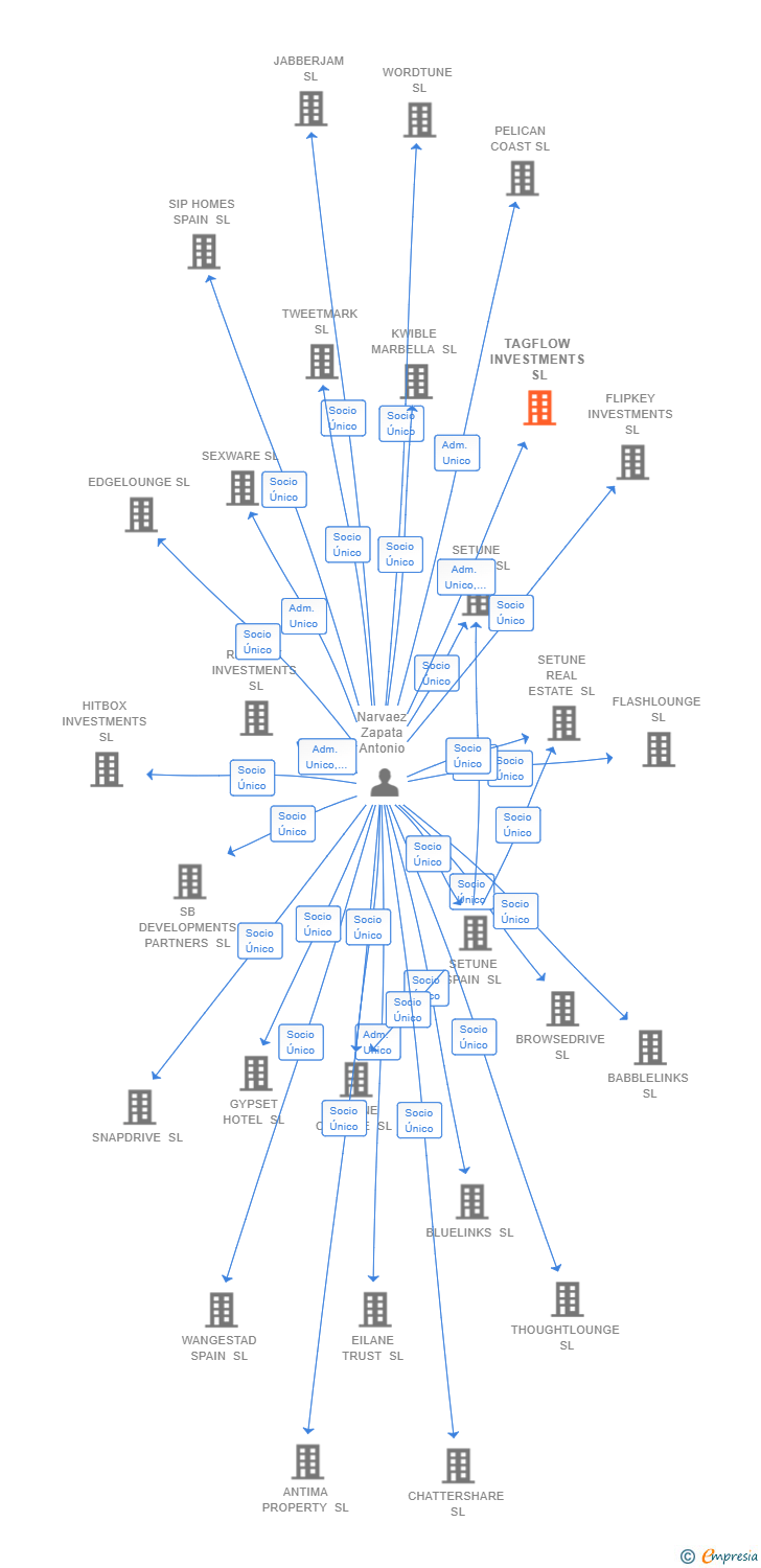 Vinculaciones societarias de TAGFLOW INVESTMENTS SL