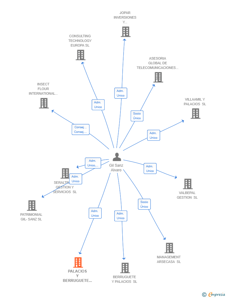 Vinculaciones societarias de PALACIOS Y BERRUGUETE INVERSIONES SL