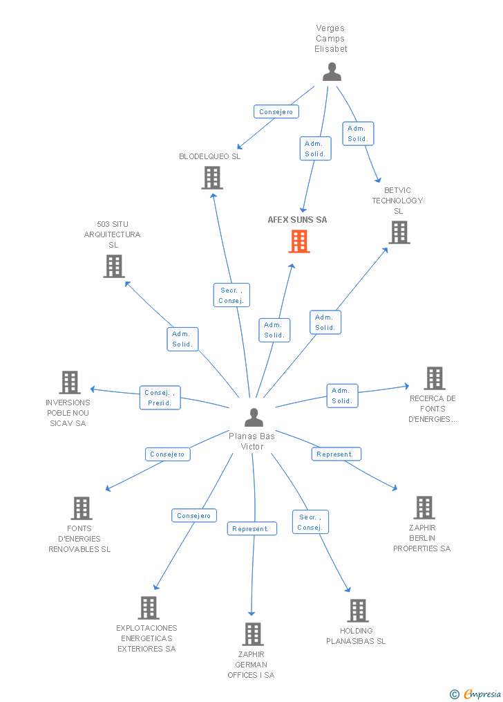 Vinculaciones societarias de AFEX SUNS SA