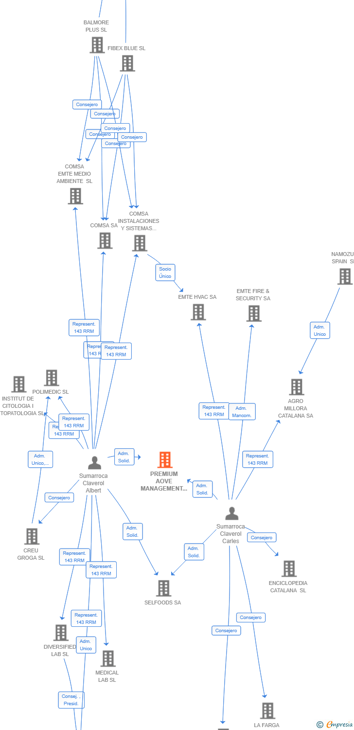 Vinculaciones societarias de PREMIUM AOVE MANAGEMENT SL