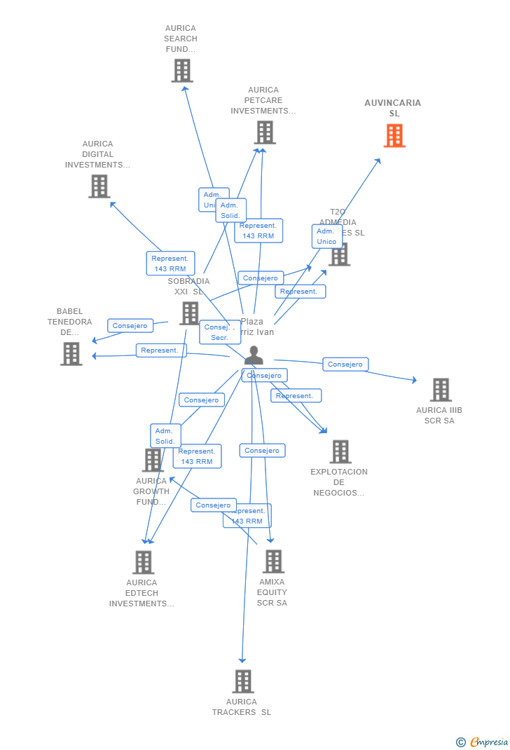 Vinculaciones societarias de AUVINCARIA SL