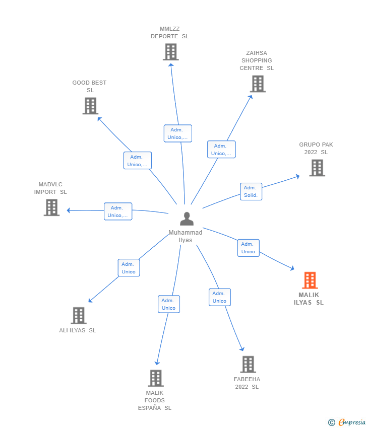 Vinculaciones societarias de MALIK ILYAS SL