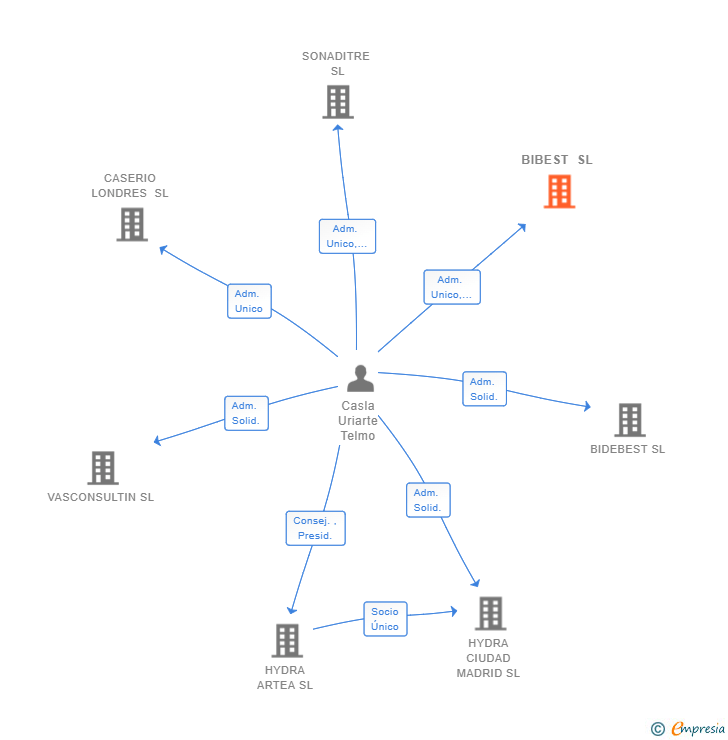 Vinculaciones societarias de BIBEST SL