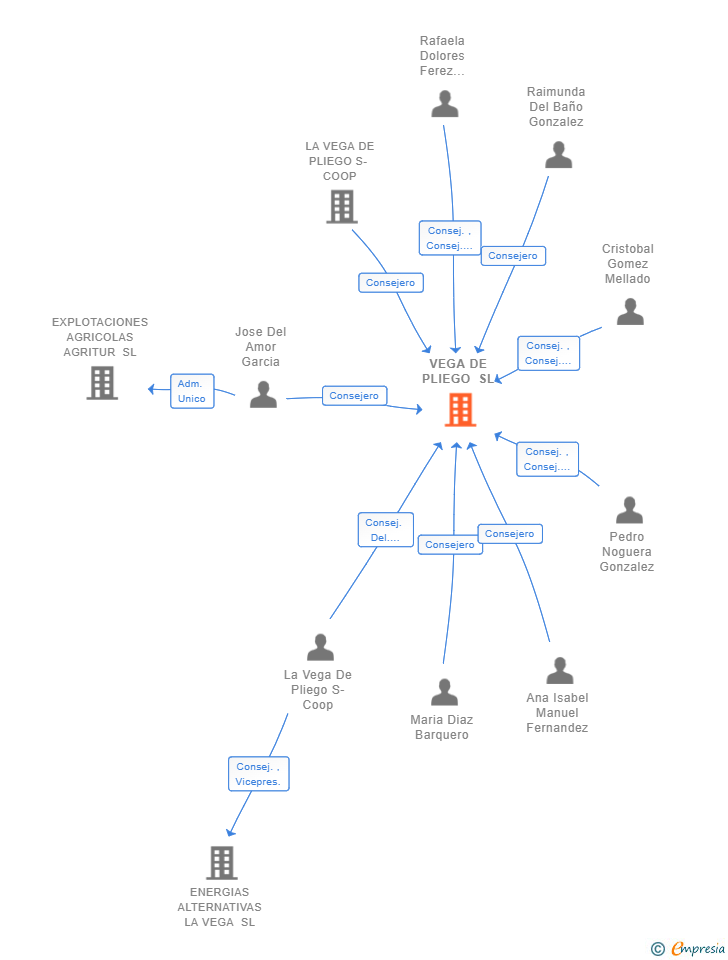 Vinculaciones societarias de VEGA DE PLIEGO SL