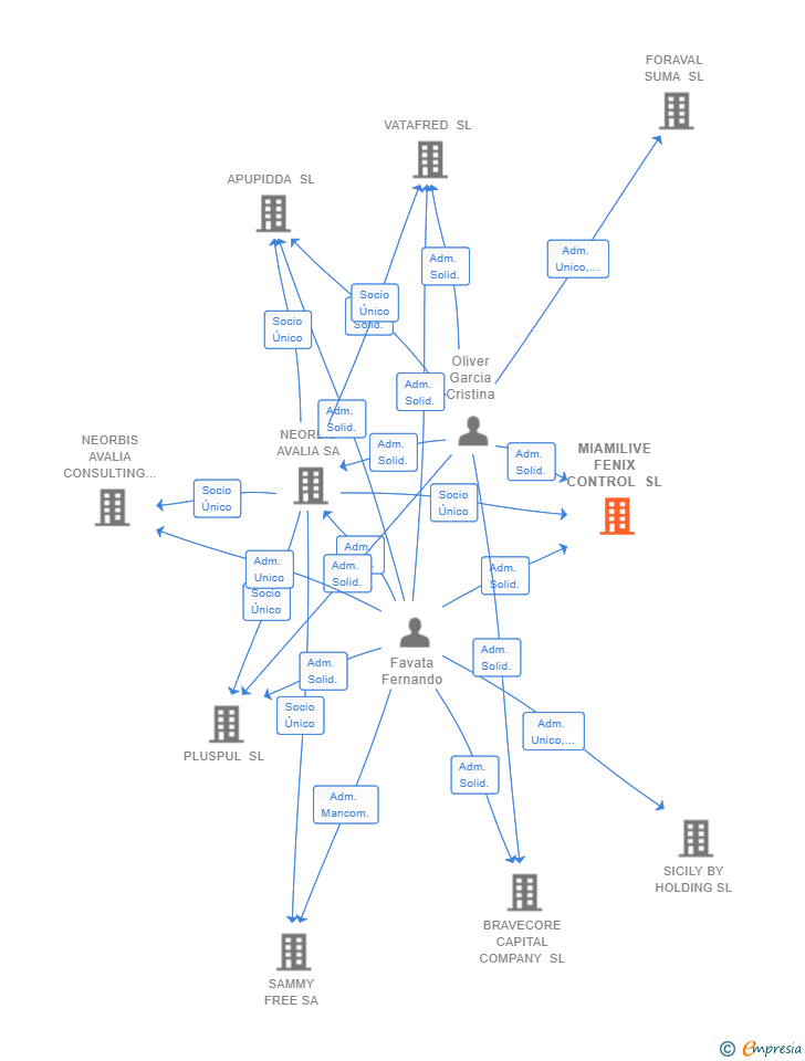 Vinculaciones societarias de MIAMILIVE FENIX CONTROL SL