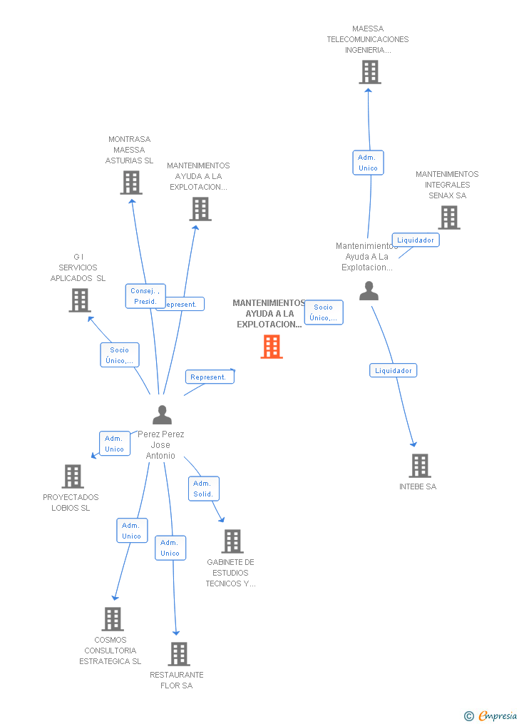 Vinculaciones societarias de MANTENIMIENTOS AYUDA A LA EXPLOTACION Y SERVICIOS INTERNACIONAL SL