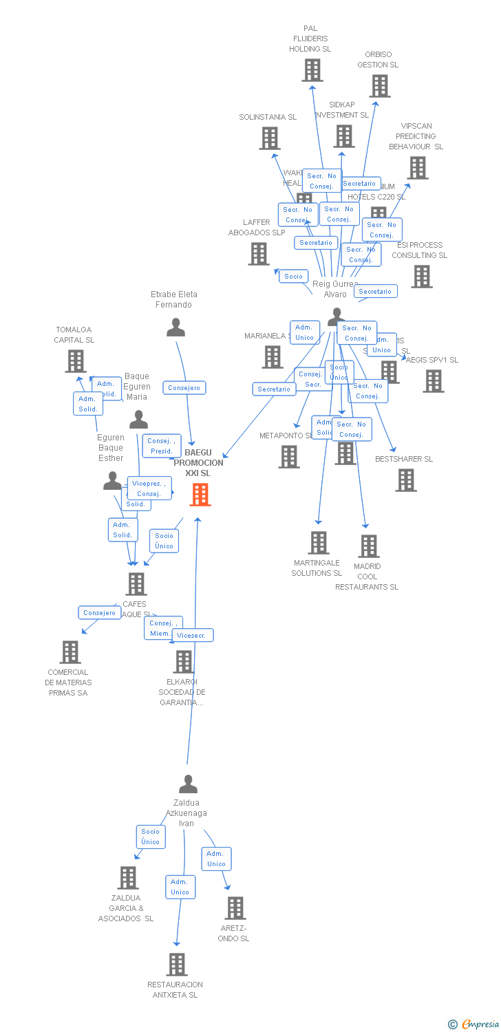 Vinculaciones societarias de BAEGU PROMOCION XXI SL