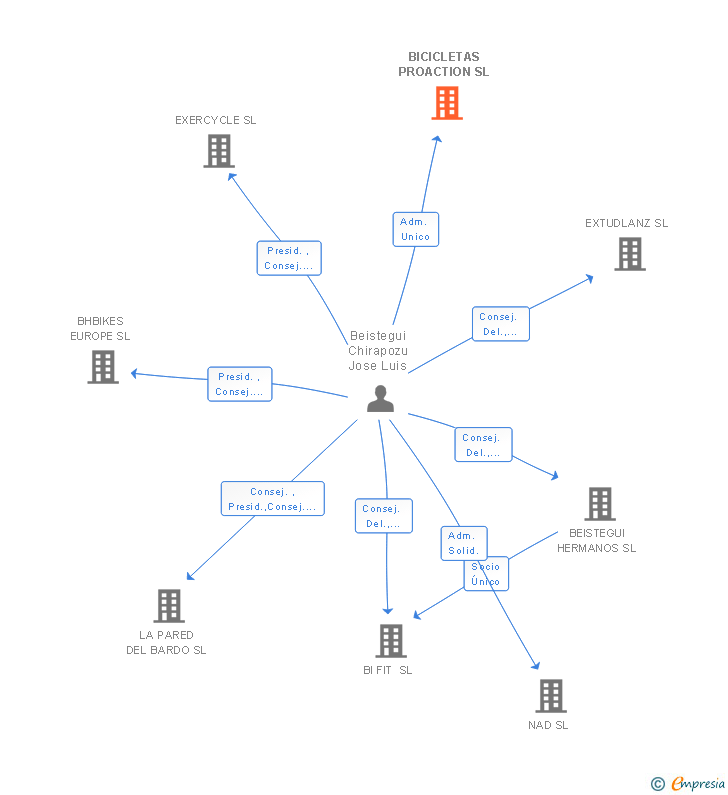 Vinculaciones societarias de BICICLETAS PROACTION SL