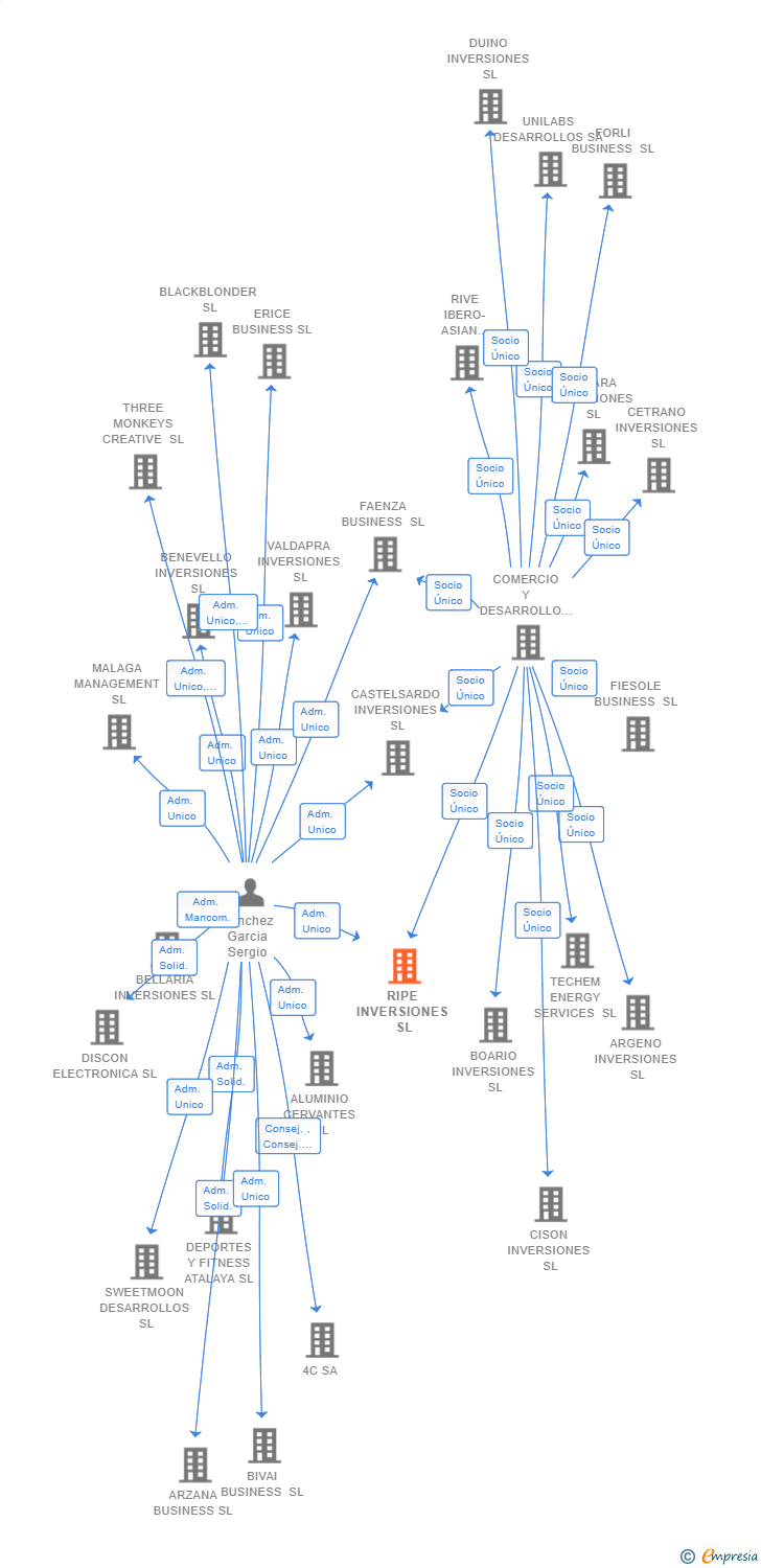 Vinculaciones societarias de RIPE INVERSIONES SL