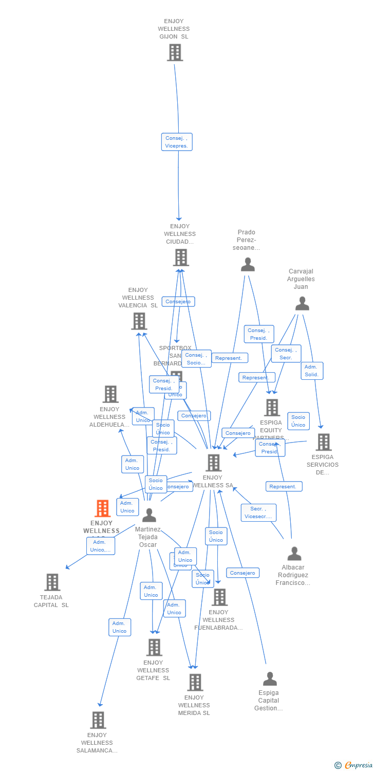 Vinculaciones societarias de ENJOY WELLNESS LAS FUENTES SL