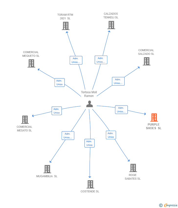 Vinculaciones societarias de PURPLE SHOES SL