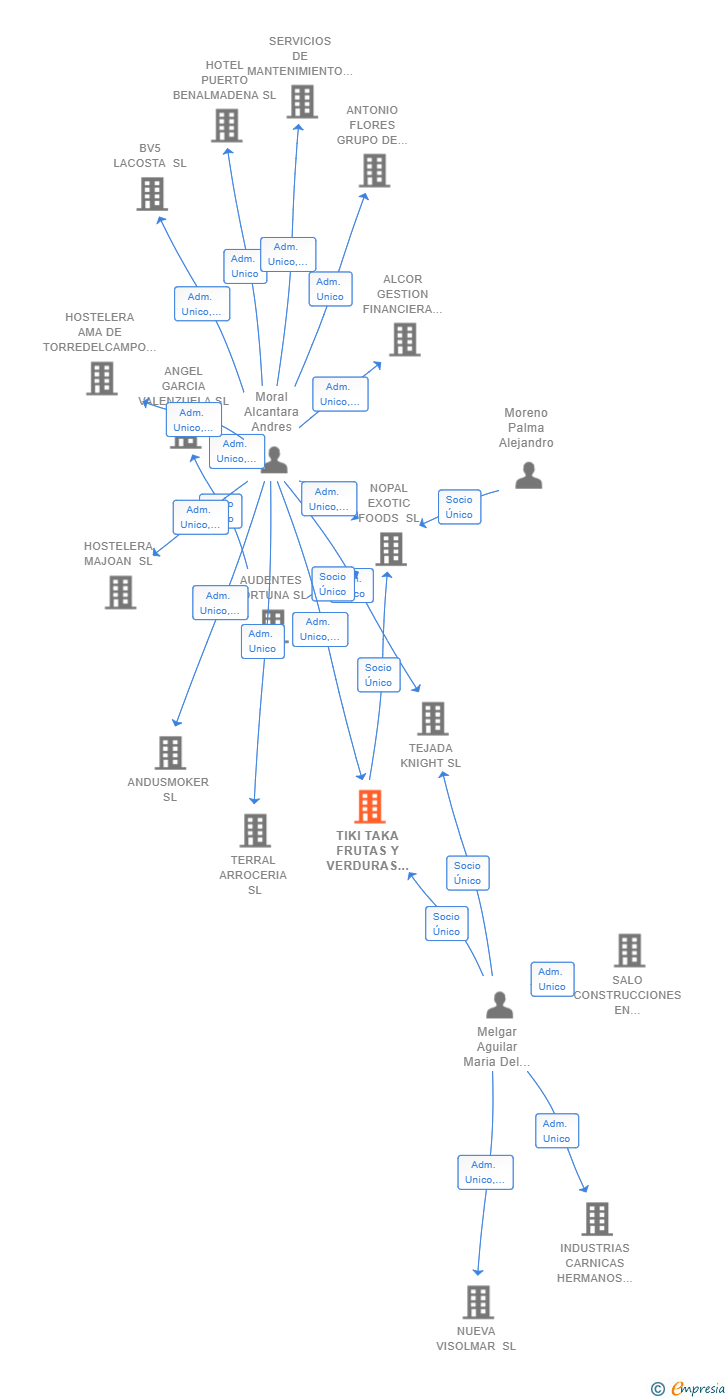 Vinculaciones societarias de TIKI TAKA FRUTAS Y VERDURAS SL