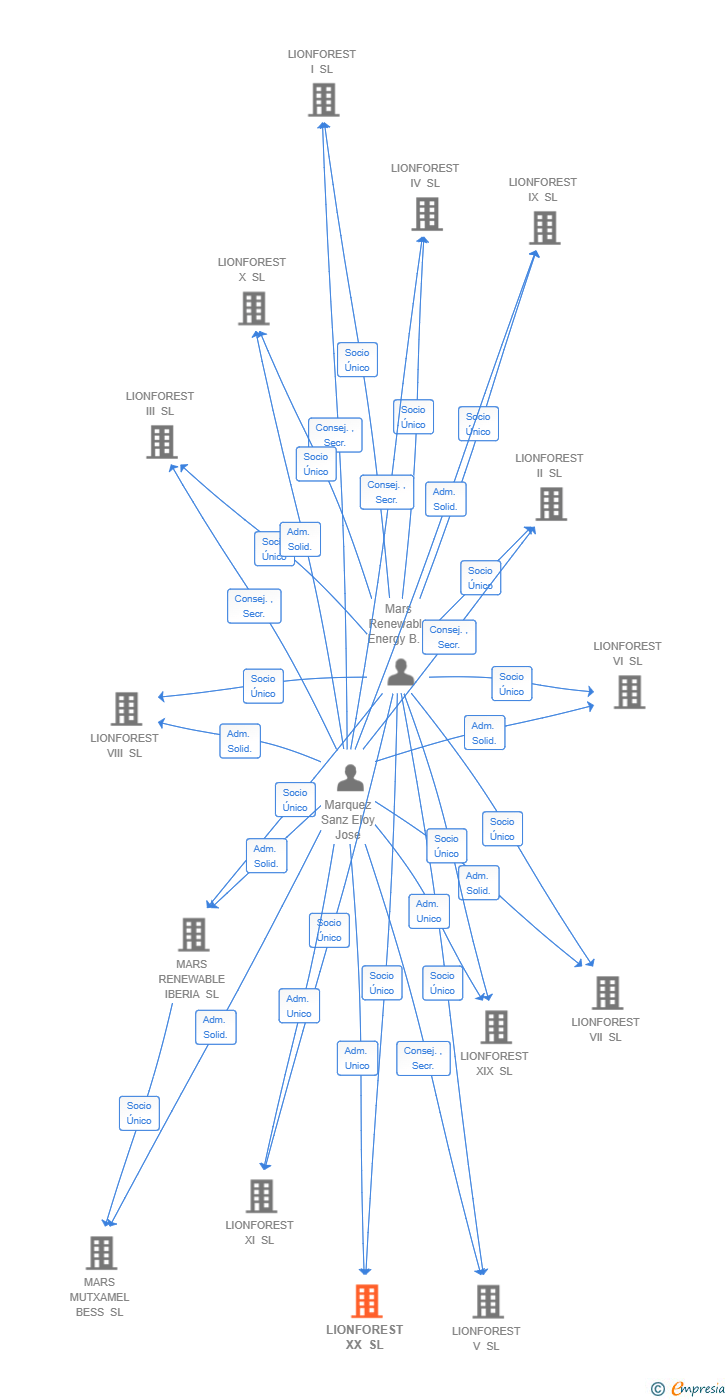 Vinculaciones societarias de LIONFOREST XX SL