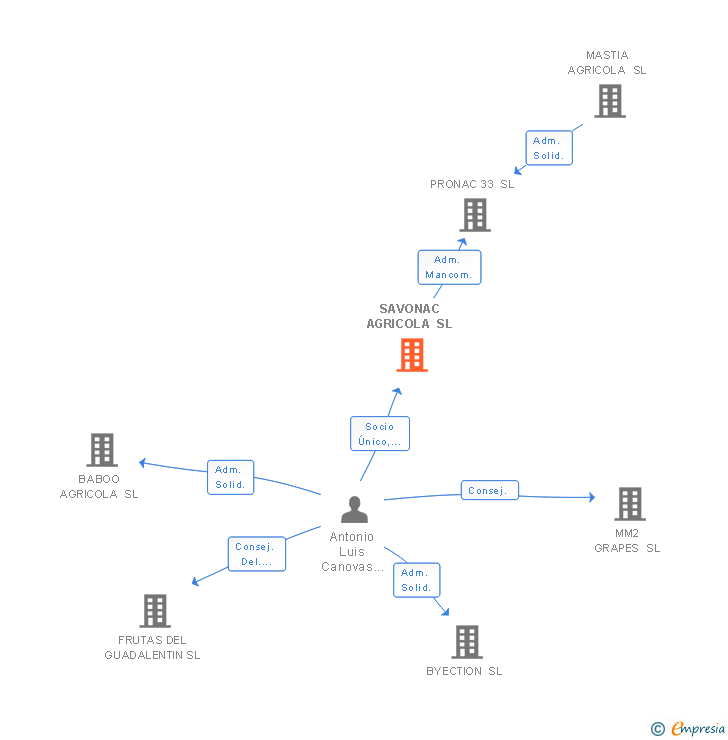 Vinculaciones societarias de SAVONAC AGRICOLA SL