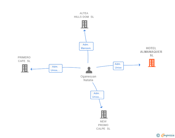 Vinculaciones societarias de HOTEL ALMANAQUER SL