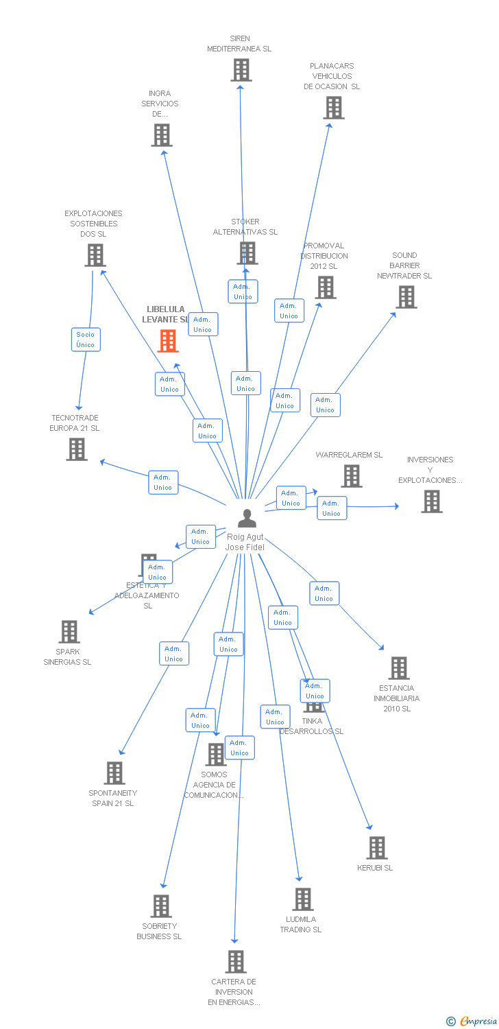 Vinculaciones societarias de LIBELULA LEVANTE SL