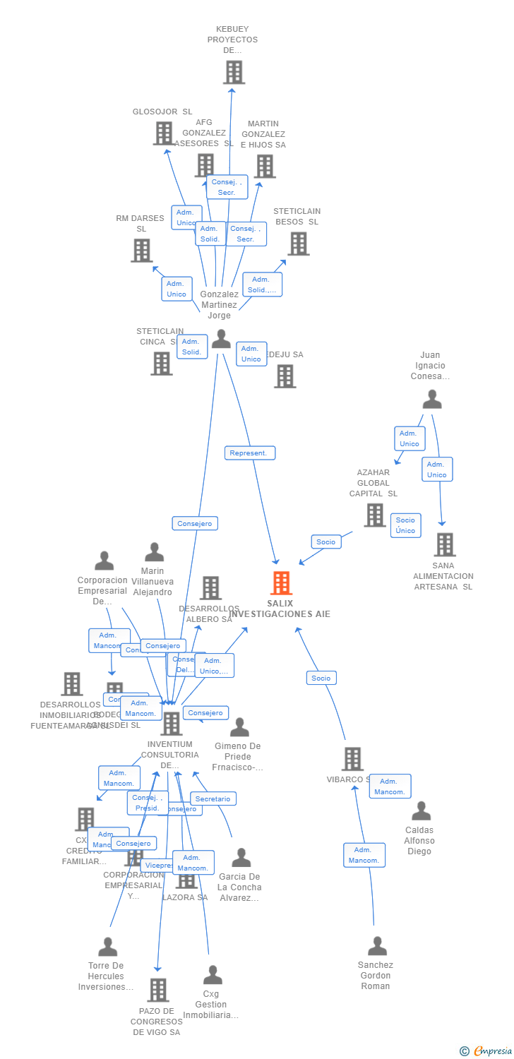 Vinculaciones societarias de SALIX INVESTIGACIONES AIE (EXTINGUIDA)