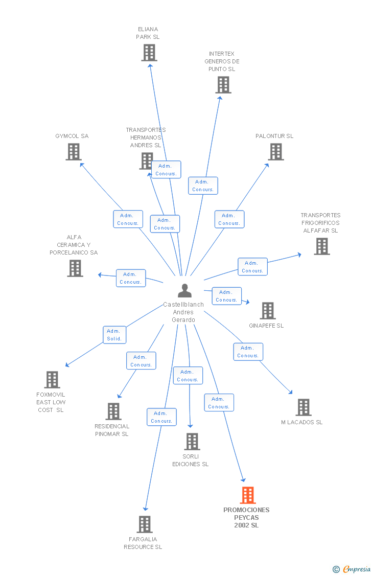 Vinculaciones societarias de PROMOCIONES PEYCAS 2002 SL