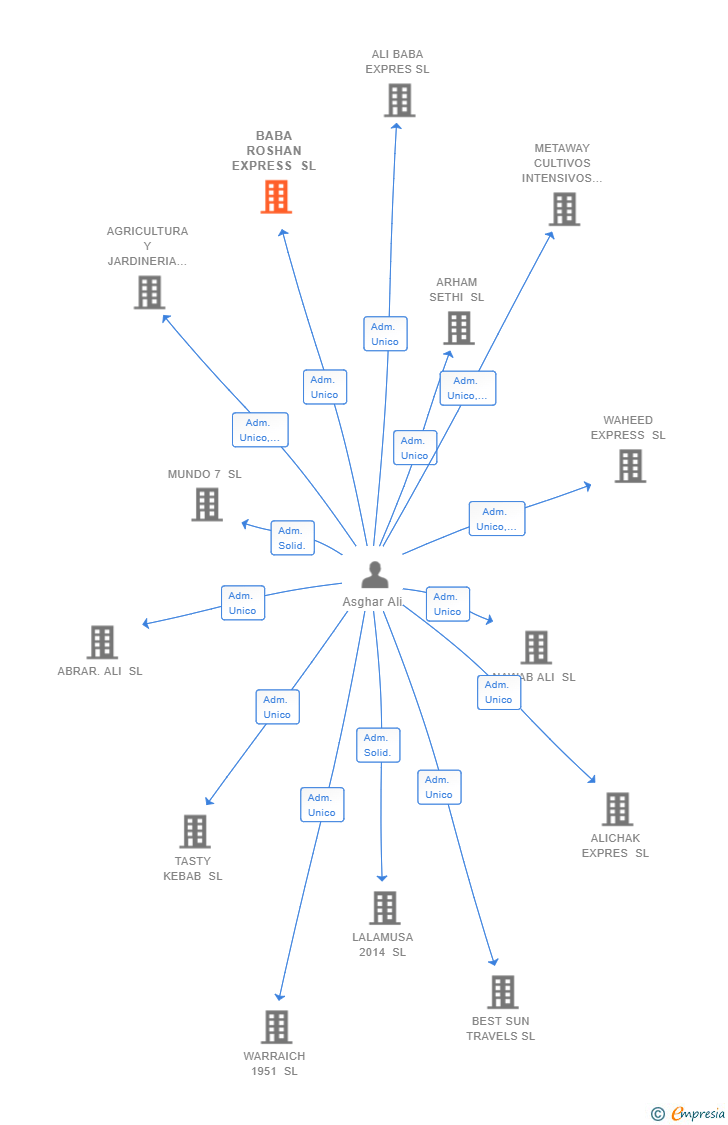 Vinculaciones societarias de BABA ROSHAN EXPRESS SL