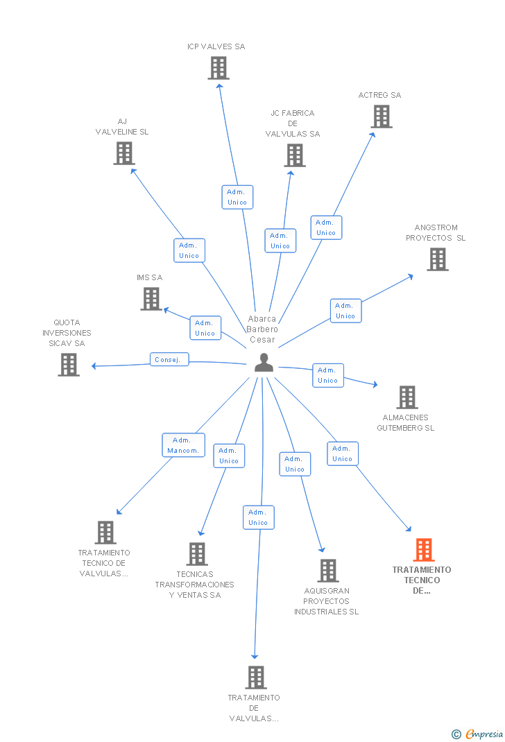 Vinculaciones societarias de TRATAMIENTO TECNICO DE VALVULAS INTERNACIONAL SL