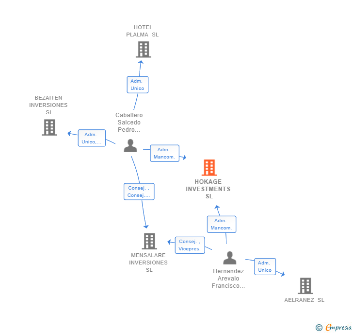 Vinculaciones societarias de HOKAGE INVESTMENTS SL (EXTINGUIDA)