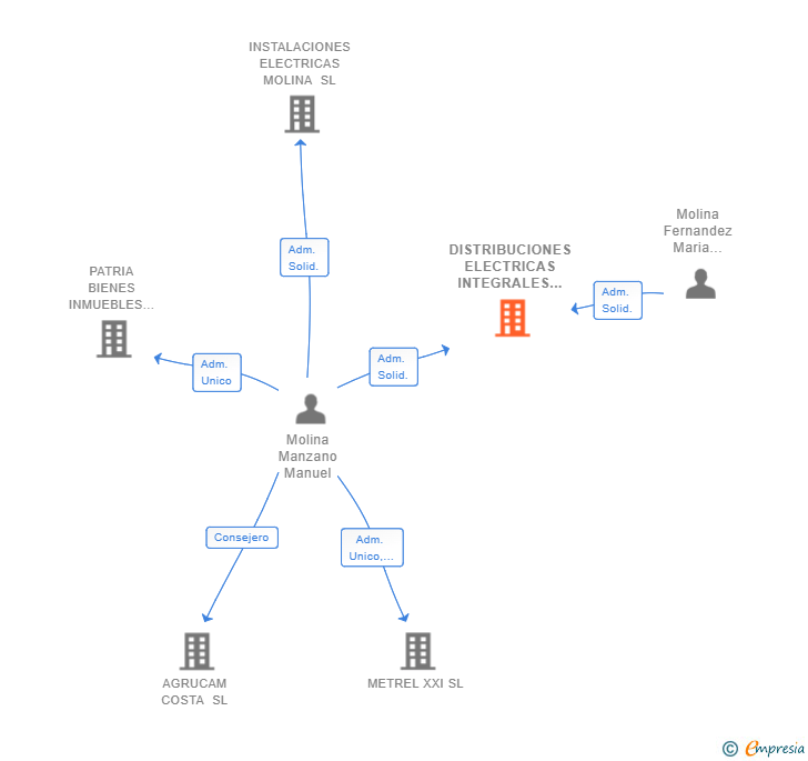 Vinculaciones societarias de DISTRIBUCIONES ELECTRICAS INTEGRALES DEL SUR SL
