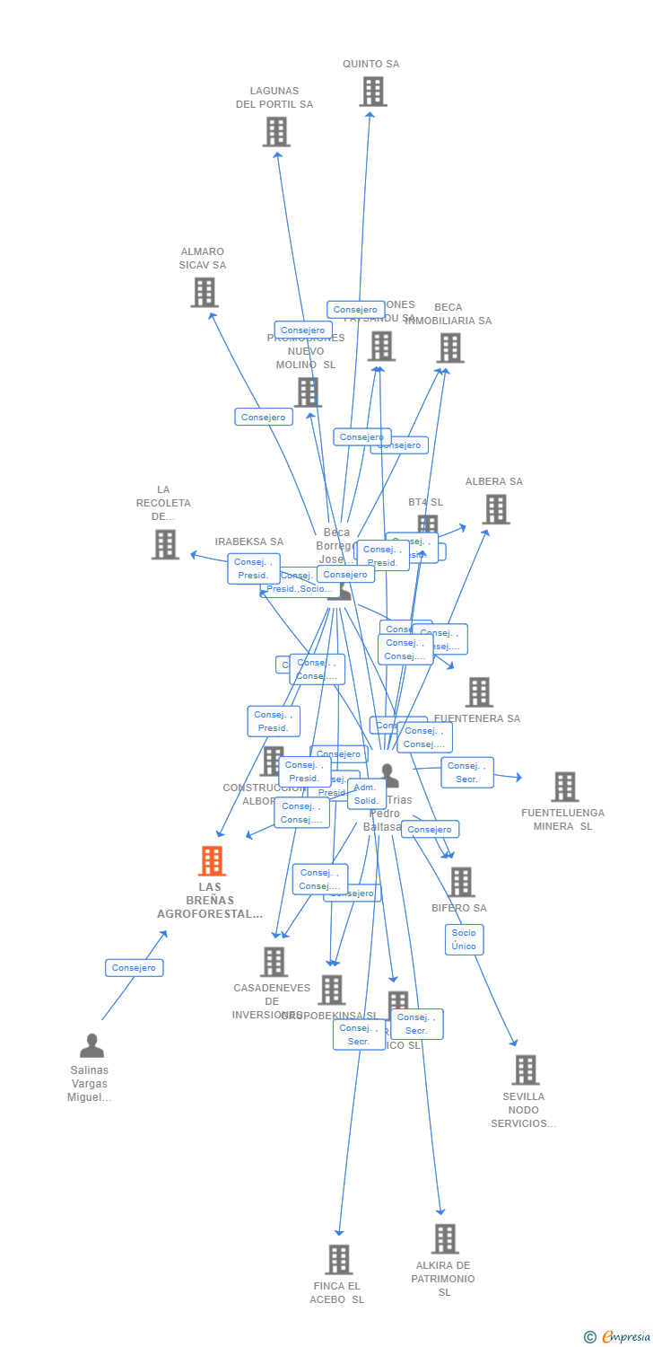 Vinculaciones societarias de LAS BREÑAS AGROFORESTAL SL