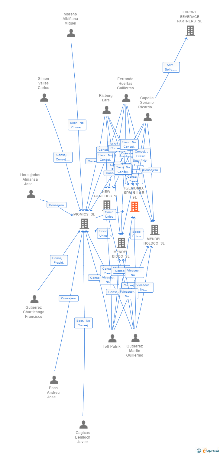 Vinculaciones societarias de IGENOMIX SPAIN LAB SL