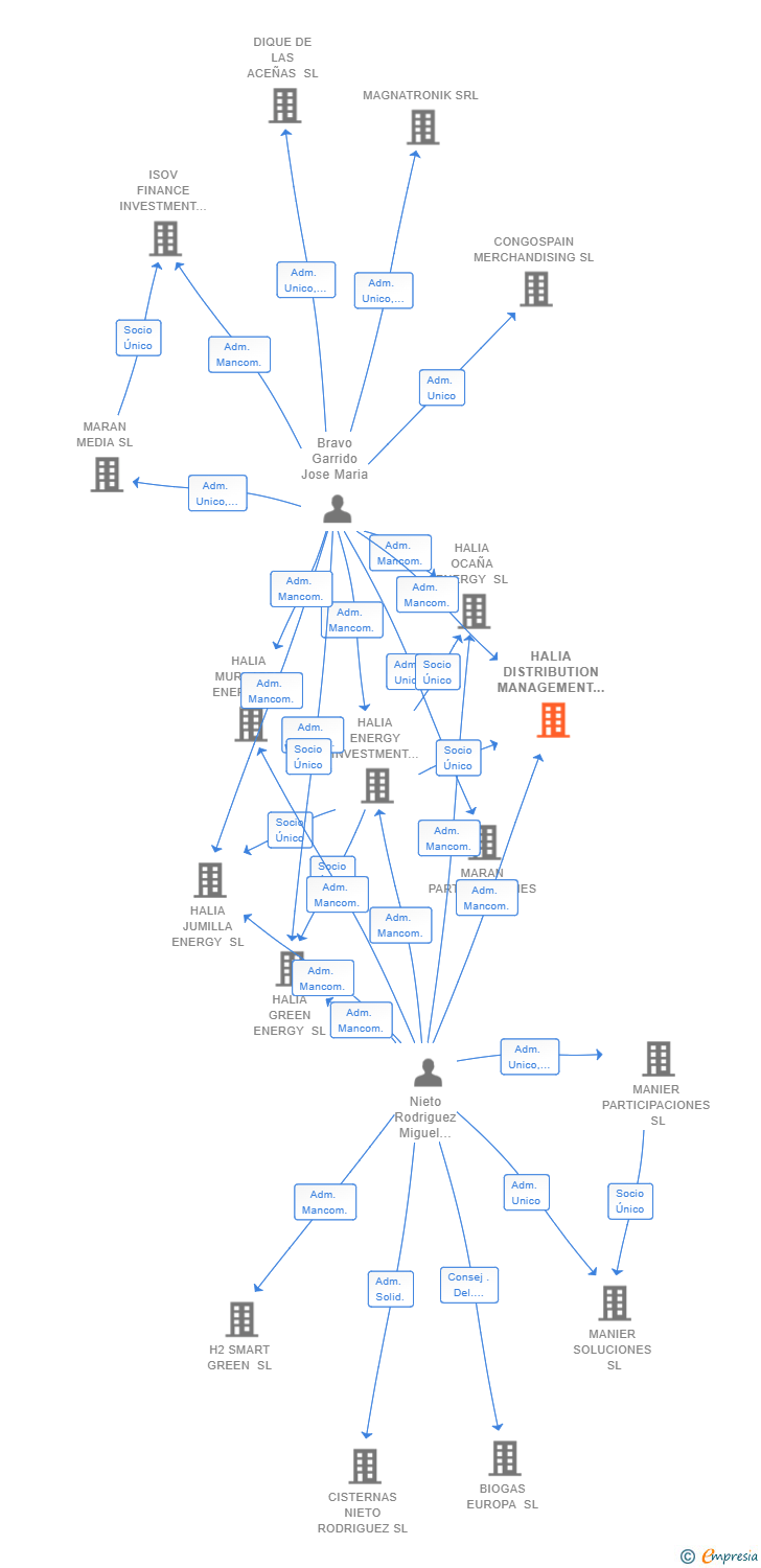 Vinculaciones societarias de HALIA DISTRIBUTION MANAGEMENT SL