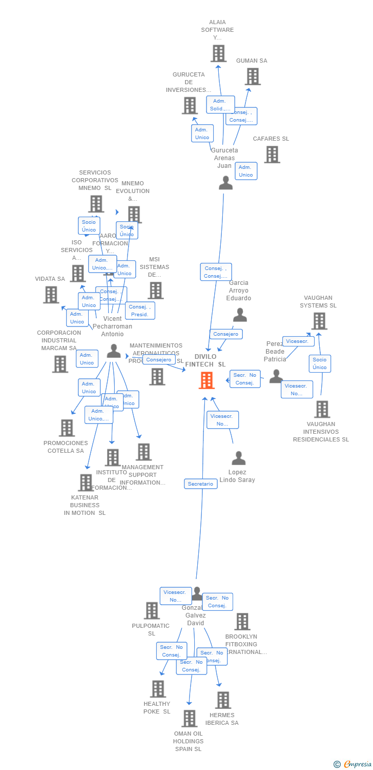 Vinculaciones societarias de DIVILO FINTECH SL